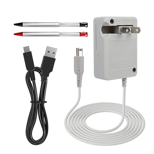 Image of 3DS Charger Kit, 3DS Stylus Pen and USB Charging Cable Compatible with Nintendo 3DS / DSi / 2DS / New 3DS 100-240V Wall Plug Adapter
