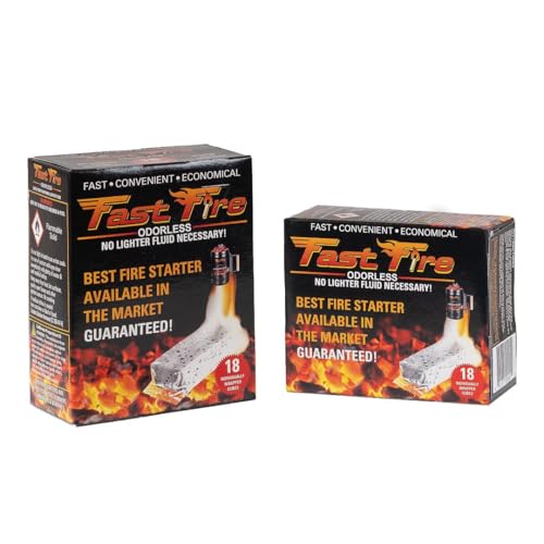 Fast Fire Odorless Fire Starter Cubes – Individually Wrapped Cubes for Grills, Fire Pits, Charcoal Chimneys, Camping & Indoor Fireplaces (100 Count)