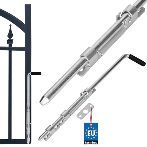 KOTARBAU® Verrou Porte Exterieur - 42 cm - Étroit - Argent - Verrou Baionnette - en Acier Zingué - Targette - Loquet de Portail - Targette de Portail