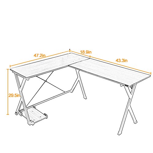Dlandhome L Shaped Computer Desk Corner Desk Office Table Writing Desk Computer Workstation - Maple #TOP2