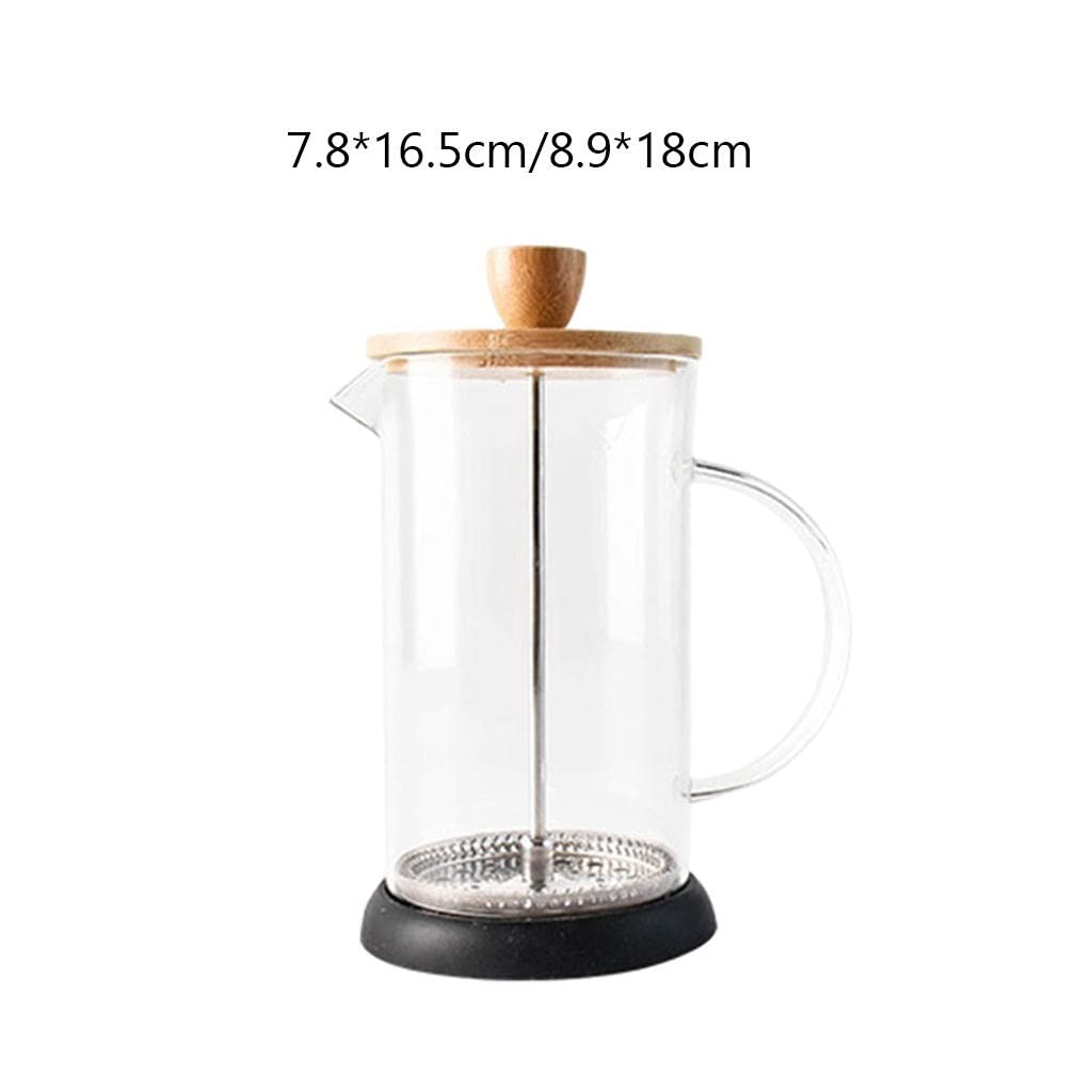 Cafetera de prensa francesa de vidrio con émbolo, jarra de filtración, hervidor de agua para el hogar (color: transparente Tamaño: 600 ml) (transparente 350 ml)