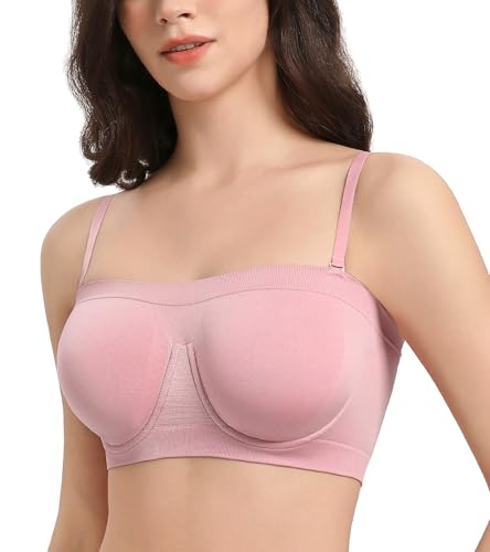 Image of Lemorosy Women's Invisible Seamless Non-Padded Underwire Bandeau Multiway T-Shirt Bra