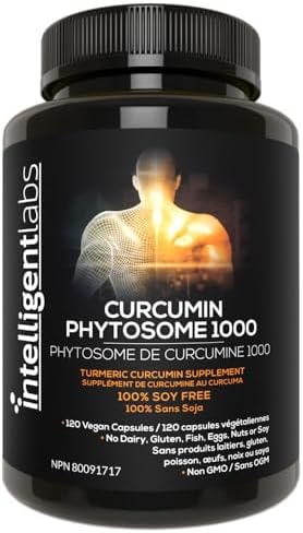 Intelligent Labs 1000MG Meriva Curcumin Phytosome, 2900% Better Absorbed Than Ordinary Turmeric Curcumin 100% Soy Free, 120 Capsules Per Bottle