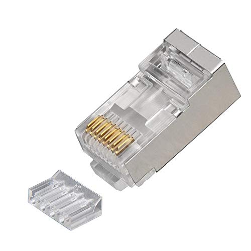 Platinum Tools 106208C RJ45 (8P8C), Shielded Cat6 2 Piece with Liner, Round-Solid 3-Prong 10/Clamshell