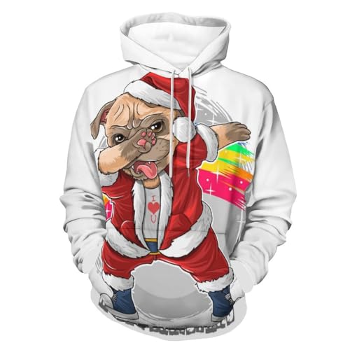 Sweats à capuche Santa Cute Pug UMENG pour vos soirées d'hiver confortables au coin du feu