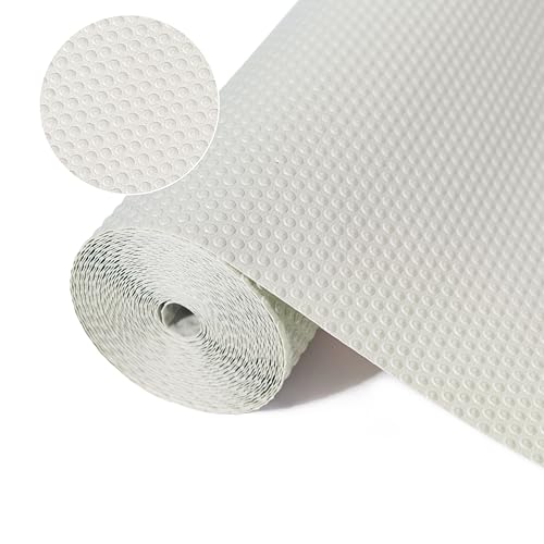 Schubladenmatte 44cm x 200cm Antirutschmatte Schubladen Matte Schubladeneinlage Eva Wasserfest Nicht Klebende Unterlage Teppich für Küchenschränke, für Kühlschrank Regale, Zuschneidbar, Hellgrau