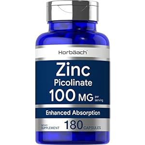 Zinc Picolinate 100mg | 180 Capsules | High Potency | Non-GMO, Gluten Free | Zinc Supplement | by Horbaach