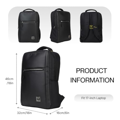 Image of Impulse Empower Premium 20L Laptop Backpack | Vegan Leather Office & Travel Bag for 15.6 Inch Laptop | Water Resistant | Anti-Theft Pocket | Luggage Strap | Black