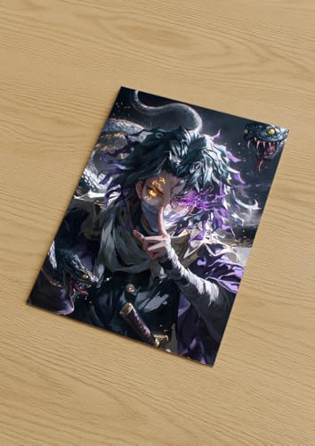 Image of NIJUKA Anime Printed A4 Size Metal sheet Poster For Home And Room Decoration | For Anime Art Fans Boys And Girls (Serpent brithing Hashira)