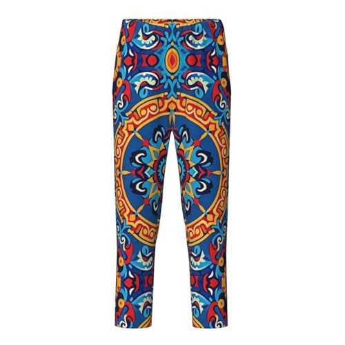 Pajama Pants Pajama Bottoms with Elastic Waistband Sleepwear Lounge Pants, Colorful Mandala Flowers
