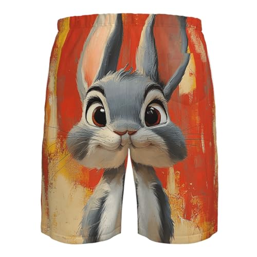 Men's Swim Trunks Quick Dry Beach Board Shorts Bathing Suits - Cartoon Bunny Vintage4