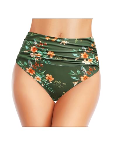 Image of Tempt Me Women's High Waisted Bikini Bottom Tummy Control Ruched Bathing Suit Swim Bottom