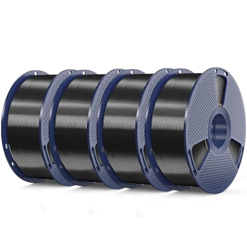 Image of 3D Printer Silk Filament, SUNLU Shiny Silk PLA Filament 1.75mm, Smooth Silky Surface, Great Easy to Print for 3D Printers, Dimensional Accuracy + /- 0.02mm, Silk Black x4 4KG