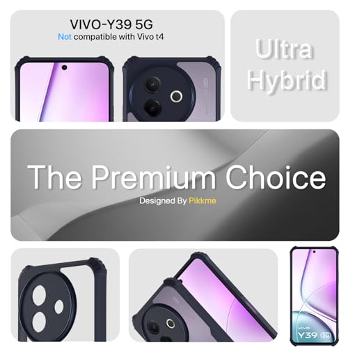 Image of Pikkme Back Cover for Vivo Y39 5G | Ultra Hyrbid | Full Camera Protection | Raised Edge | Crystal Clear Transparent Bumper Case (Blue)