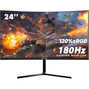 CRUA 24 Zoll Curved Gaming-Monitor 180 Hz|165 Hz|144 HZ|1080P|PC Monitor Computer 100% sRGB-Farbumfang kompatibel FreeSync G-sync|Rahmenlos|HDMI|DisplayPort,VESA-Wandmontage, Schwarz