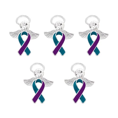 Image of Suicide Awareness and Prevention Pin - Bulk Packs - Variety Pack of Teal & Purple Ribbon Pin Perfect for Support Groups, Gift-Giving and Fundraising