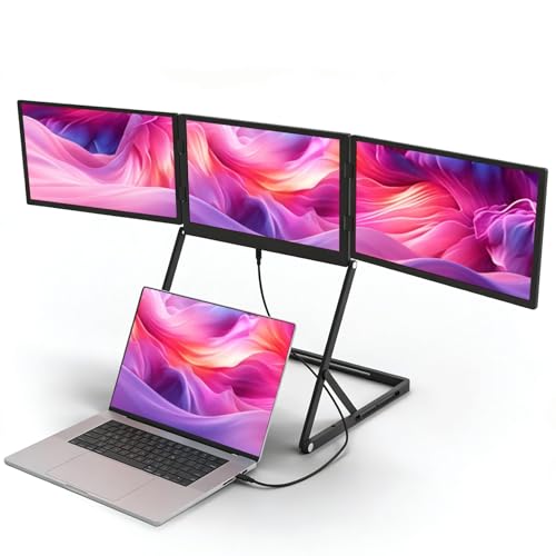 Image of 15.6-Inch FHD IPS 60Hz Triple Portable Monitors Extender | for 13-17 inchLaptops,Stable Bracket with Anti-Pinch Design,Aluminum Alloy,USB-C & H /D Interface,Suitable for Travel,Home Office