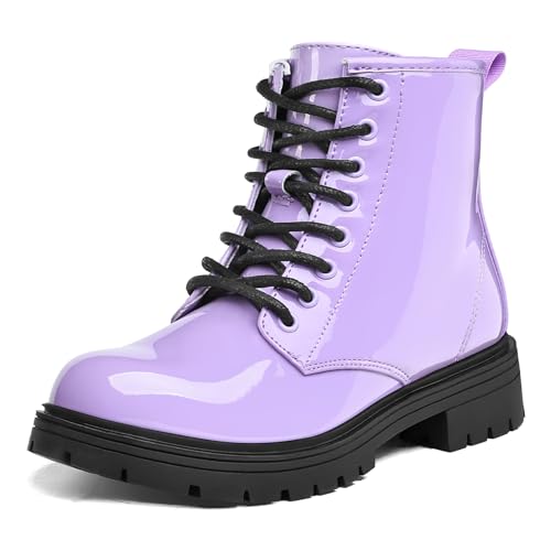 K KomForme Boys Girls Ankle Boots Lace Up Side Zipper Waterproof Combat Shoes Toddler/Little Kid/Big Kid