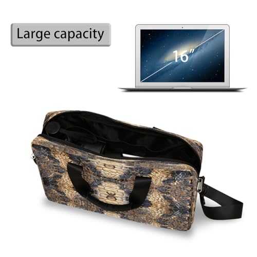 Maletín retro para laptop con estampado de piel de serpiente miniatura 5