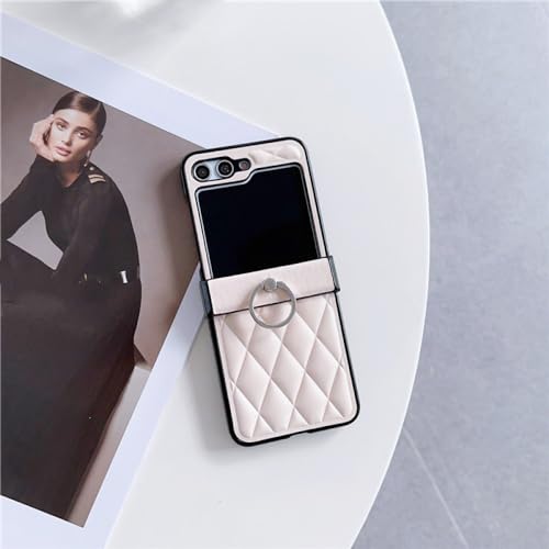 Couverture arrière de téléphone en cuir Samsung Z Flip 5 5G couleur unie blanc