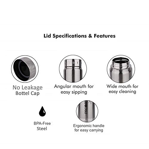 Image of PROBOTT LITE Stainless Steel Freeze, Refrigerator,Sports Water Bottle 1000ml Set of 6 Silver Color (PL1000-01S)