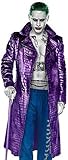 Famous jacket Jared Leto Joker Suicide The Squad Purple Leather Trench Coat for Men (LARGE)