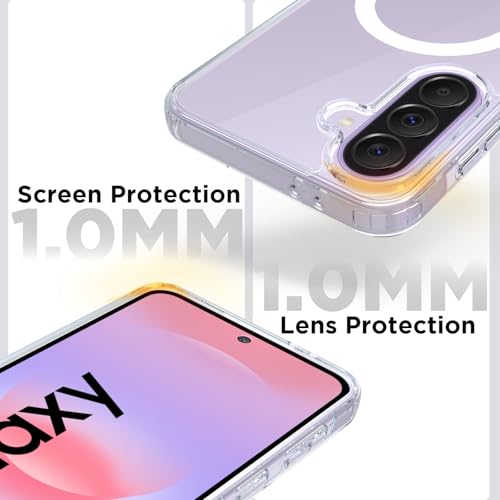 Image of RIGGEAR Shockproof Clear Hybrid Armor Magnetic Back Cover Case Compatible with MagSafe Accessories for Samsung Galaxy A37 5G (Transparent PC and TPU Bumper)