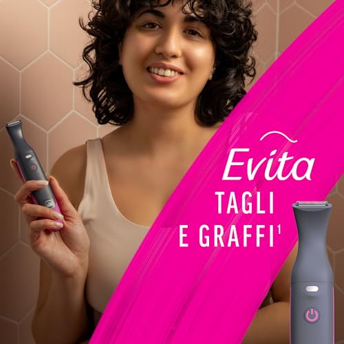 Veet Expert All-In-One Trimmer, Rasoio elettrico donna, Viso e parti intime, Epilatore elettrico donna 100% waterproof, 2 testine e 3 pettini guida, Rasatura ad alta precisione, Cordless - Immagine 2