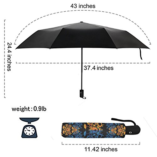 Interestprint Pink Flamingos Animal On Tropical Beach Windproof Auto Open And Close Foldable Umbrella, Travel Unbreakable Compact Sun And Rain Umbrella Uv Protection #TOP6