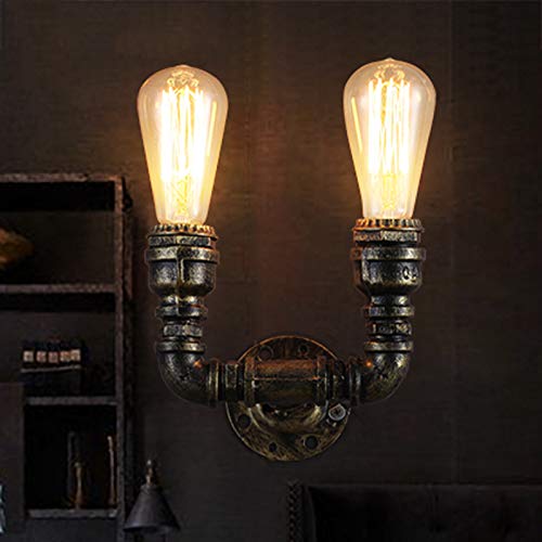 Lumière murale rétro industriel tuyau d'eau E27 en fer pour café