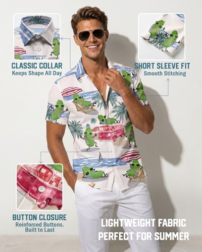 Image of 99TIMORO Fathers Movie Hawaiian Shirt for Men, Characters Button Down Short Sleeve Top, Summer Beach Gifts