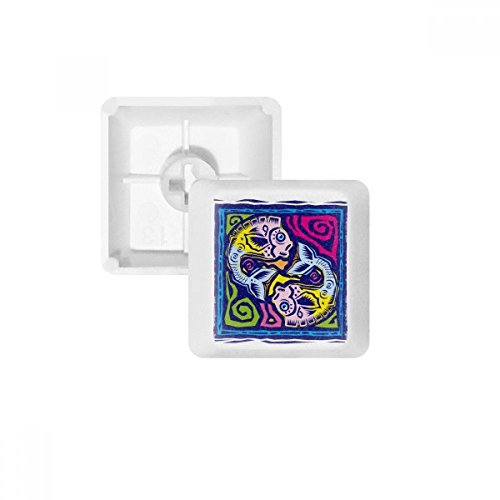 Keycaps PBT blanc gravure Constellation Poissons style mexicain profil OEM pour clavier mécanique