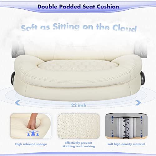 Image of COLAMY Ergonomic Office Chair, Set of 2 Boxes, High Back Leather Desk Chair with Flip-up Arms, Adjustable Height & Rocking Function, Silent Wheels, Ivory Executive Computer Chair, 300lbs Capacity