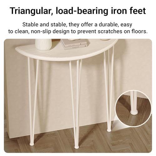 Consola de media luna blanca de 60 cm para recibidor y mesa de sofá 6
