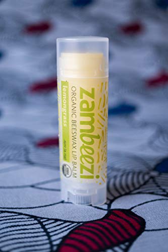 Case Of Beeswax Lip Balm By Zambeezi - Lemongrass 24-Tube Carton - Crafted With Usda Organic, Fair Trade, Lip Refreshing Ingredients From Zambia, Africa #TOP2
