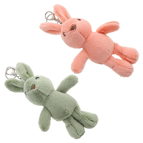 BESTYASH 2pcs Adorable Plush Rabbit Keychain Cartoon Decorative Keyrings for Bags Vivid and Durable Plush Pendants Adults