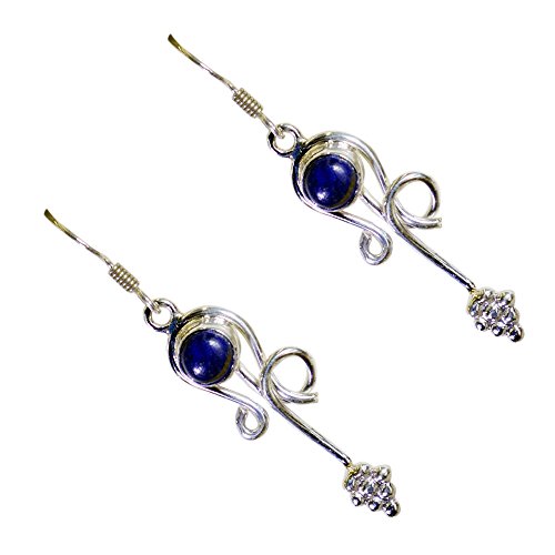 Boucles d'oreille lapis-lazuli naturel rondes en argent à porter au quotidien ou en soirée