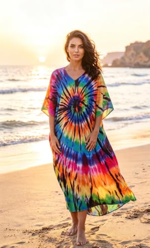 Image of Kaftan Dresses for Women Plus Size Summer Beach Dress with Print and Swim Cover Ups