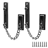 Bonsicoky 2 Pack Door Chain Lock with Spring, Stainless Steel Security Chain Guard, Anti-Theft Press Lock for Window - Black