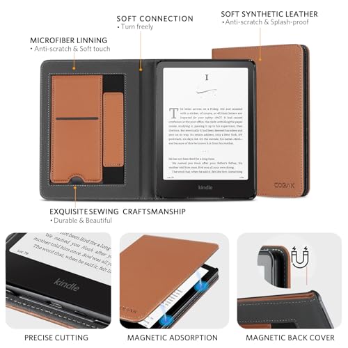 Image of CoBak Stand Case for 7 inch Kindle Paperwhite 12th Gen 2024 and Kindle Colorsoft with Hand Strap - Compatible with iPhone MagSafe, for Samsung /Belkin /Anker Wireless Charging Pads, Durable, Auto Sleep Wake