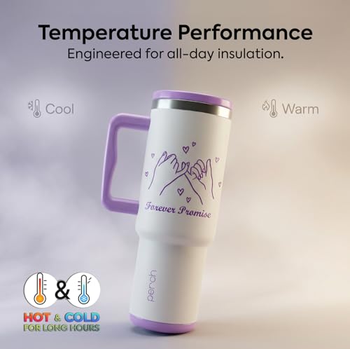 Image of Perch Hydro 1200ml Stainless Steel Tumbler with Handle & Straw | Double Wall Insulated Hot & Cold Flask | Valentine Gift Water Bottle for His & Her, Couples|with Premium Gift Box|Forever