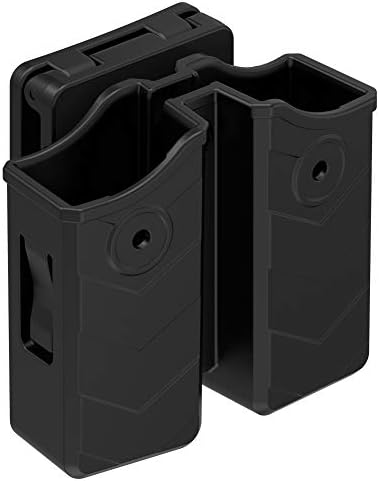 Universal Double Magazine Pouch, 9mm .40 Double Stack Mag. Holder Dual Stack Mag Holster with 1.5”-2” Belt Clip for Glock Sig sauer S&W Beretta Browning Taurus H&K Most Pistol Mags