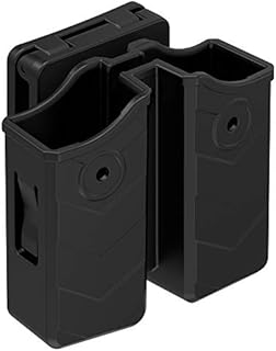Universal Double Magazine Pouch, 9mm .40 Double Stack Mag. Holder Dual Stack Mag Holster with 1.5''-2'' Belt Clip for Glock Sig sauer S&W Beretta Browning Taurus H&K Most Pistol Mags