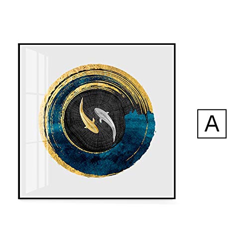 Poisson peinture décorative moderne sur toile soleil abstrait art mural 23,6 pouces 2pcs - 3