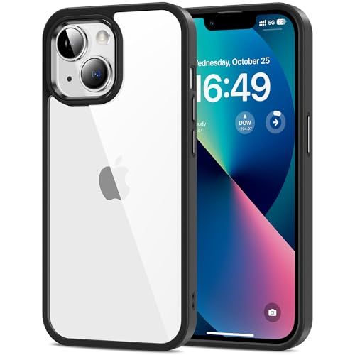 Image of HOOMIL Case for iPhone 13 6.1-Inch, Non-Yellowing, Drop Protection, Anti-Scratch Transparent Hard Back Phone Cover - Black