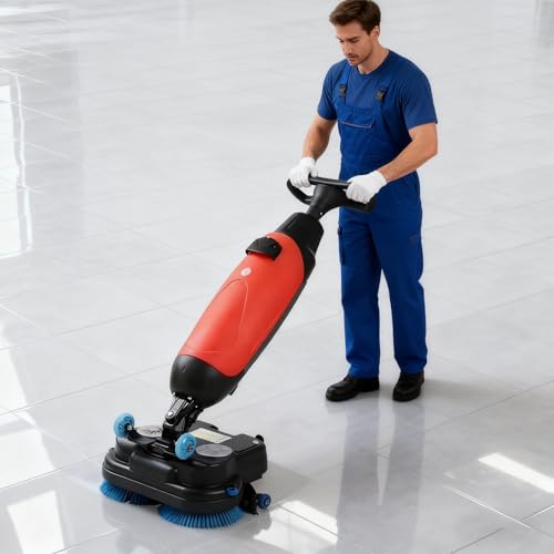 AETEREOS Lavasciuga Pavimenti Professionale Da 17', Pulizia a Umido e a Secco, 350 Giri/Min, Copertura 1200 M²/H, Batteria Al Litio Ricaricabile Senza Fili, Per Pavimenti in Legno, Piastrelle, Rosso