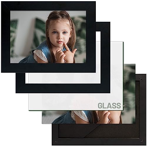 Frametory, 5X7 Black Picture Frame Set Of 2, High Definition Real Glass, Horizontal And Vertical Formats For Wall And Table Mounting, Family, Friends, Mothers Day Gift #TOP6