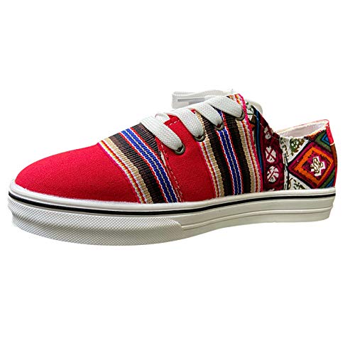 Woaikeyu Plantes Patchwork - Zapatillas de running para mujer, estilo informal, zapatos de running, rojo, 42 EU