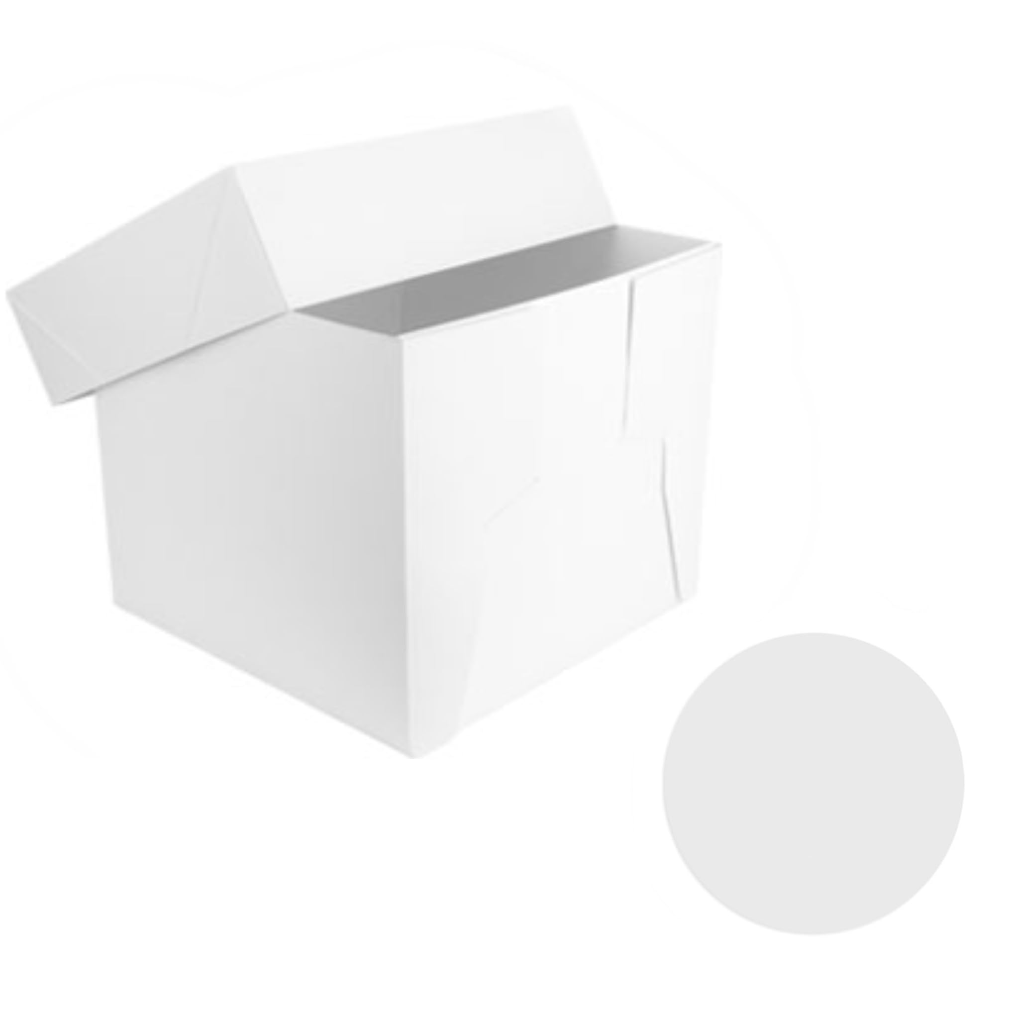 Zestaw pudełek na tort, 2 sztuki, wysokie 30 x 30 x 20 cm, z paterą na tort, białe pudełko transportowe na tort, pudełko na tort, pudełko na tort 30 x 30 cm z satynową tasiemką i naklejkami, pudełko