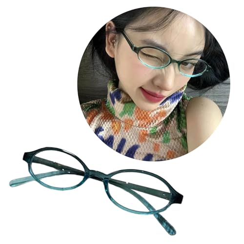 Guojiang Harajuku Oval Frame Lens Glasses Vintage Girls Colorful Color Lens Small Frame Sunglasses for Teens, Women, Face Small2